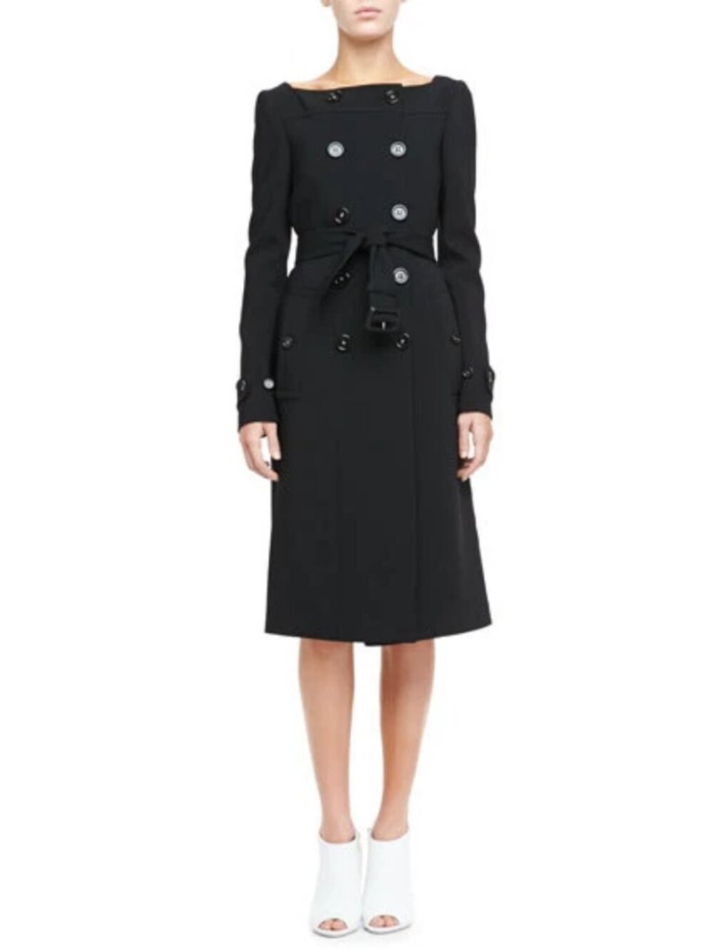 NEW Burberry Double-Breasted Square-Neck Coat- black size 46 #DC309